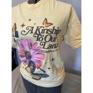 Vintage 90s Nature Graphic T-Shirt “A Kinship to Our Land” Butterfly Flower Tee